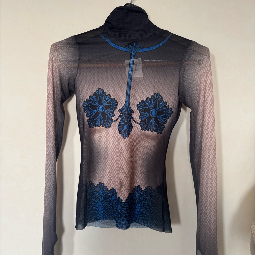 AFRM Black Sheer Mesh Top